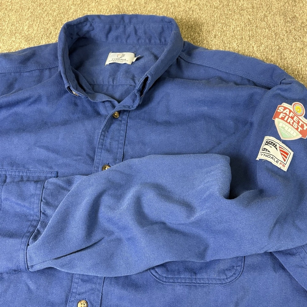 Tyndale AR FR Flame Fire Resistant Shirt XXL Blue ARC 8 CAL Cat 2 / 2112 Button